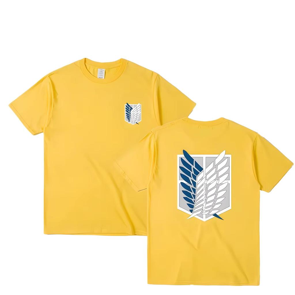 Атака Титанов Футболка Крылья Свободы Короткий Рукав Аккерман Микаса Эрен Йегер Мужская Высококачественный Хлопок Топы Футболка