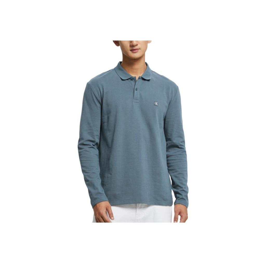 Calvin Klein Однотонная повседневная рубашка поло с длинным рукавом для мужчин, синяя J322583-DA0