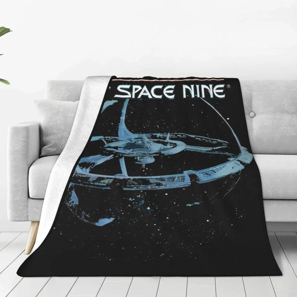 Deep Space Nine Flannel Throw Blanket with Station Logo Warm Plush Quilt for Bed or Couch xcm