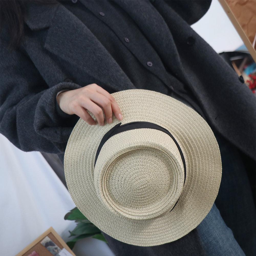 Шляпа-канотье из соломы в корейском стиле, с широкими полями, женская, солнцезащитная, простая, для защиты от солнца, женская