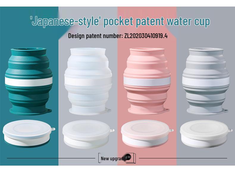 Портативная силиконовая складная дорожная кружка с крышкой - Мини-телескопическая чашка для полоскания для использования на открытом воздухе