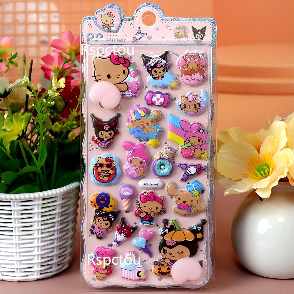 Кавайные наклейки Sanrio Счастливые Ягодицы My Melody Kuromi Мягкие Сжимаемые Антистресс 3D Рельефные Наклейки Мультяшные Наклейки-Пузыри для Награды