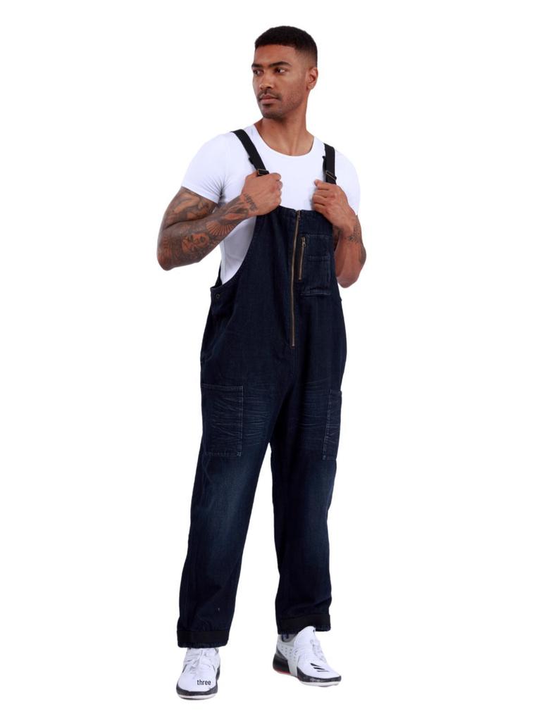 Мужской джинсовый комбинезон Nishi Takumi 2025 в стиле ретро, с потертостями, прямого кроя