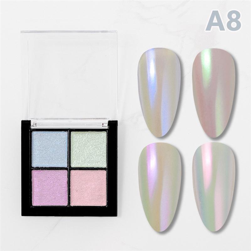 4 цвета Aurora Solid Mirror Shiny Nail Glitter Nails Uv Gel Polish Pigment Nail Art Decorations Accessories