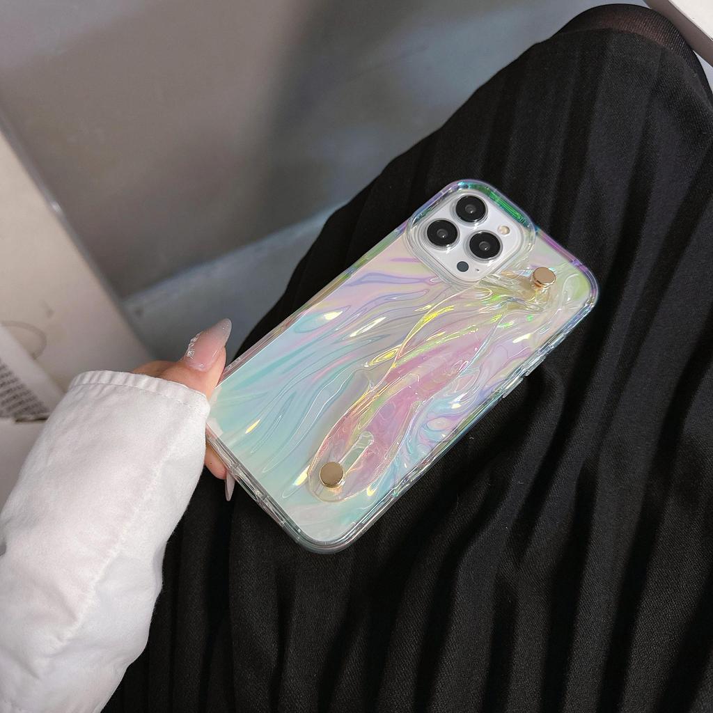 Чехол для телефона 13/14/15 Pro Max с креплением-браслетом - защитный чехол Mermaid Soft Shell