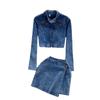 Американский винтажный джинсовый костюм, весенняя одежда, женский кардиган на молнии, верхняя одежда, универсальный дизайн, юбка Sense, комплект из двух предметов