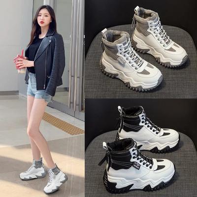 Обувь 2024 года, модная зимняя теплая женская черная повседневная обувь, а также бархатные универсальные кроссовки на толстой подошве из хлопка, толстые кеды Zapatillas Mujer