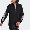 Adidas Куртка W Fi 3S, цветные блоки, три полоски, тренировочная ретро-спортивная куртка со стоячим воротником, женские куртки, черный цвет GL0338