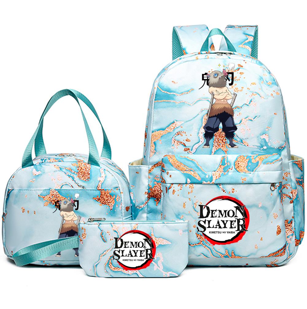 3 шт./комплект Рюкзак с принтом «Клинок, рассекающий демонов» с сумочкой и пеналом для подростка, школьника, девочки, мальчика, большой вместимости, водонепроницаемый, для книг, школьный, дорожный, подарок