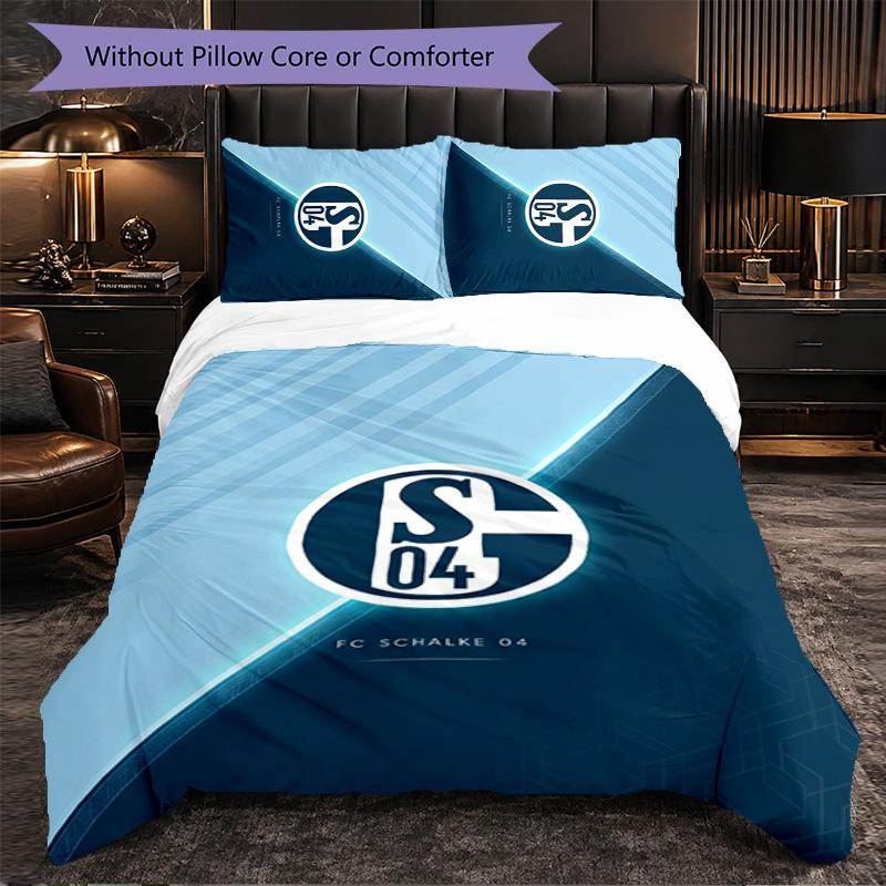 Schalke 04 Themed Bedding 3Pcs Duvet Cover Set Decorative Bed Linen For Teen Room Home Decoration