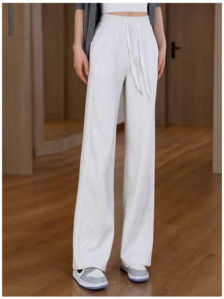 Winter Plus Velvet Wide-Leg High-Waisted Pants - Women's Loose, Slimming, Thickened and Drape Style.