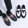 Весенние новые туфли-лоферы с кисточками на платформе для мужчин, черно-белые, повседневные туфли для свадебной вечеринки, деловые туфли, кожаные туфли без застежек