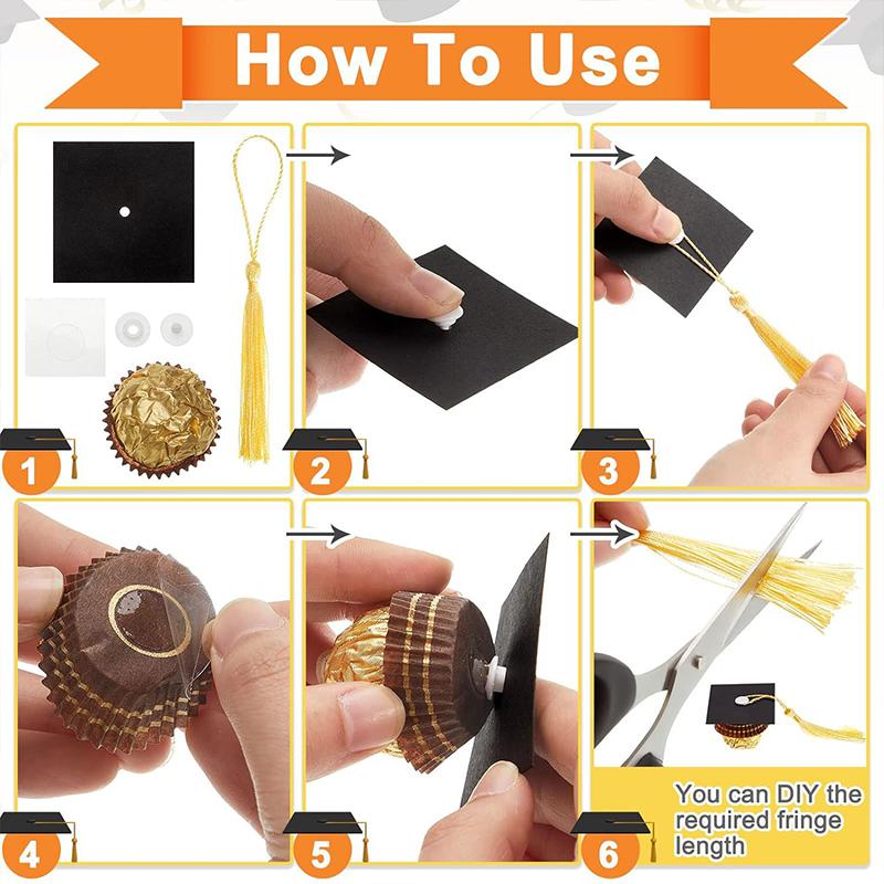 10 шт. бумажные украшения для торта и винных бутылок, мини-черные выпускные колпачки, украшения для выпускного вечера