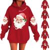 Women's Fashionable Casual Long-Sleeved Christmas Holiday Party Printed Hooded Sweatshirt