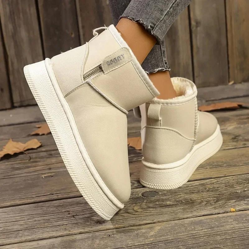 2024 Новые Зимние Женские Снежные Ботинки Zapatos Дизайнерские Короткие Плюшевые Теплые Ботильоны на Плоской Подошве Толстая Подошва Нескользящие Женские Короткие Ботинки