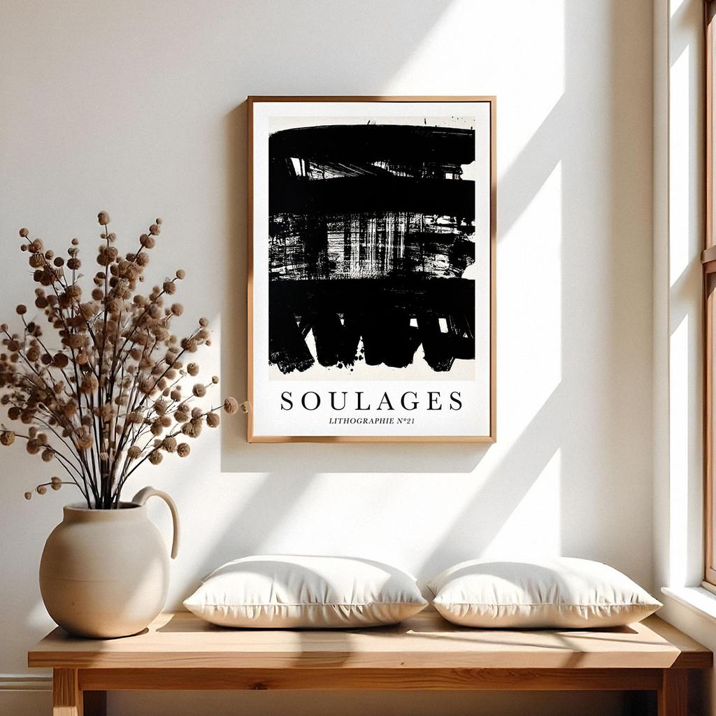 Poster Abstraction Black and White Soulages