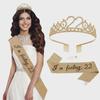 22nd Birthday Glitter Alloy Crown & Sash Set - Party Hair Accessories & Decor