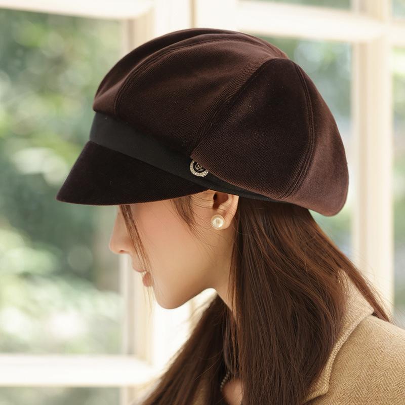 Autumn and Winter Retro Warm Beret Korean Windproof Casual Hat Women British Style Octagonal Hat Versatile Painter Hat New
