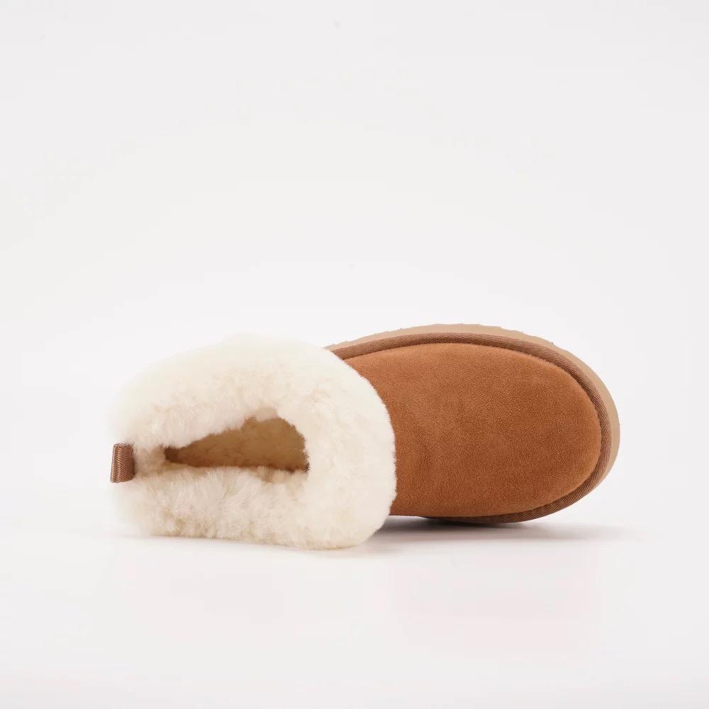 Classic Winter Women Platform Boots Lady Real Sheepskin Leather Wool Snow Boots New Design Non-slip Thick-soled Warm Fur Shoes