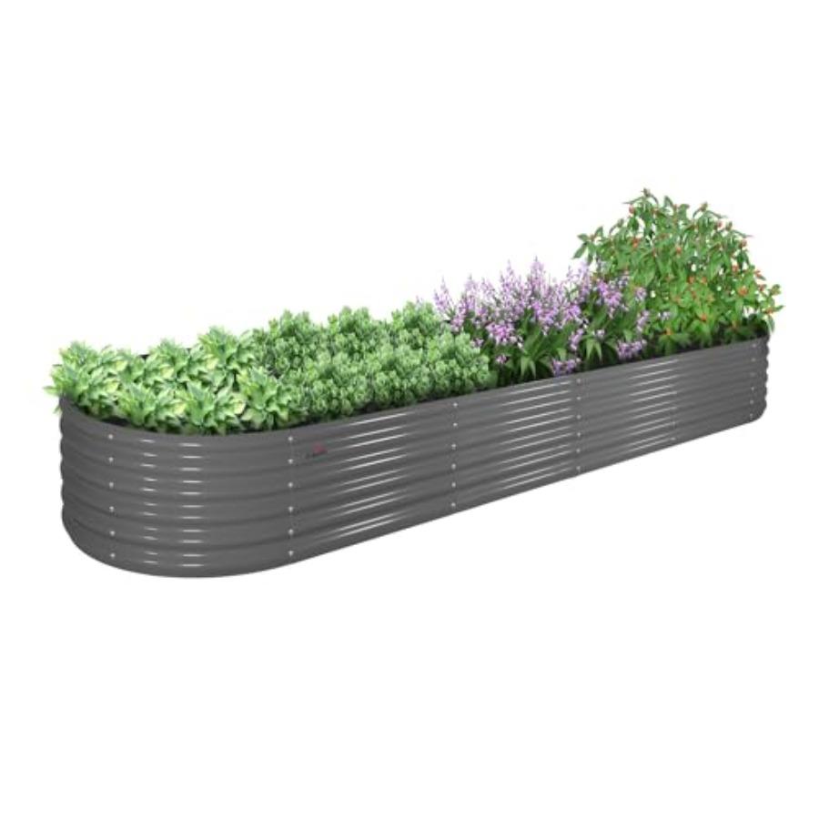 12x3x1,5 фута Оцинкованные приподнятые грядки Садовые грядки для улицы Овальная Экстра-большая Металлическая клумба для посадки Овощей Цветов Трав Анти-
