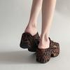 Beautiful Leopard Print Wedge Sandals Women's Spring and Summer New Outer Wear Thick-soled Folds with Skirt High-heeled Cool Slippers