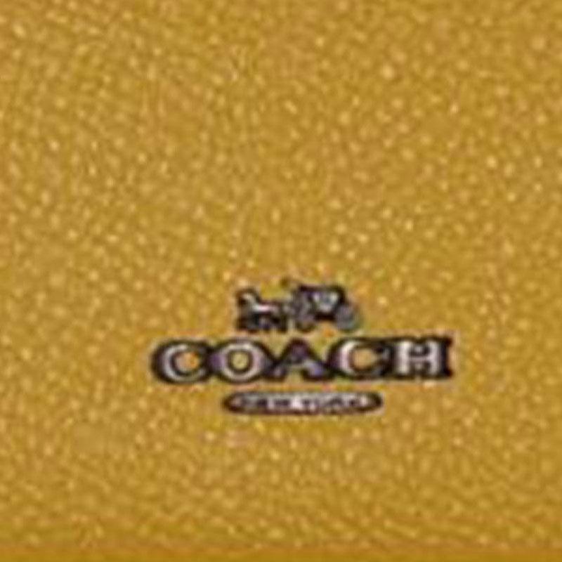 Coach Кардхолдер с 10 отделениями Открытый карман Кожаный кошелек с тиснением Кошелек женский Коричневый Льняно-желтый 12070-V5RQD