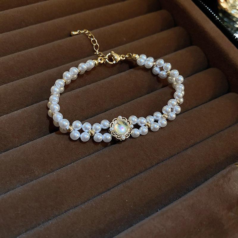 Браслет из жемчужного лунного камня, браслет во французском ретро-придворном стиле, легкая роскошь, темперамент, высококачественная бижутерия для женщин