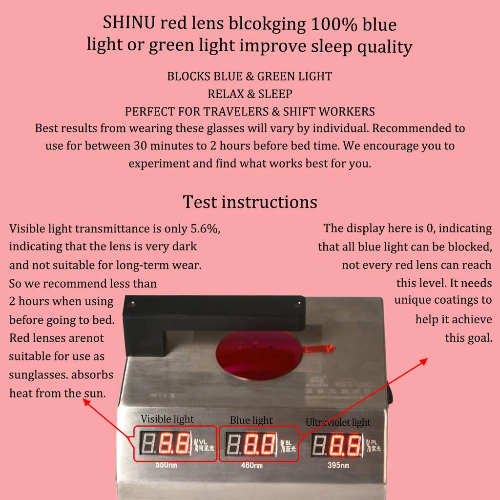 Shinu Women Glasses Frame Blue Light Blocking Glasses Red Lenses Glasses For Digital Screens Red Lens Help Better Sleep