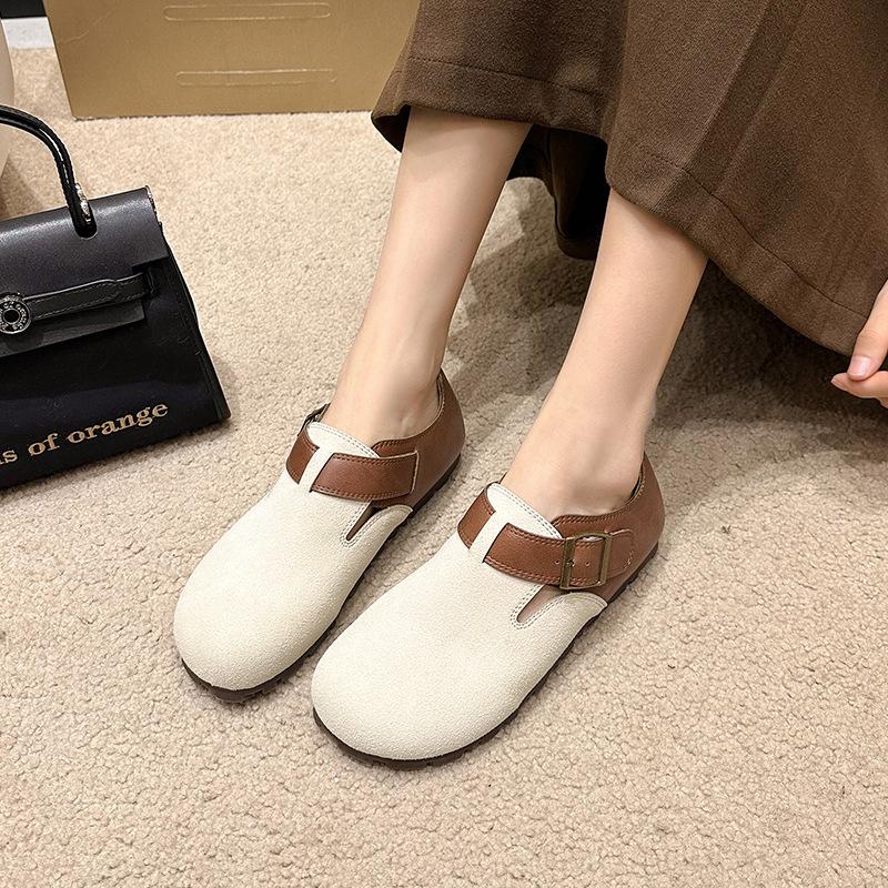 Туфли Boken женские матовые с плоским дном, одна педаль 2024 года, мягкое дно, мягкая поверхность, удобные, уродливые, милые, японские, ретро, с полной сумкой на голове, одинарные туфли