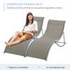 Set Of 2 Garden Sun Loungers Folding Sunbeds With Aluminum Frame Textile For Pool Patio 165x61x63 Cm Gray