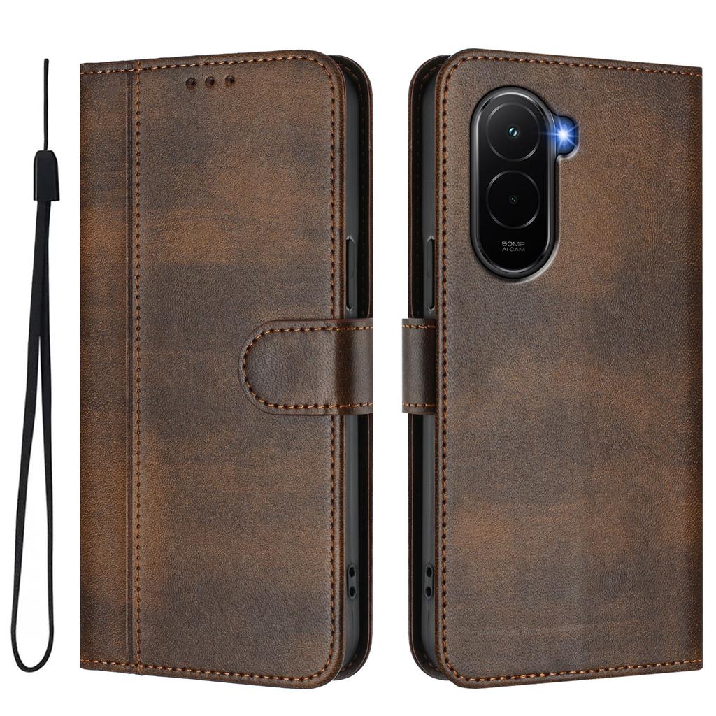 For Xiaomi Poco M7 Plus 5G/M7 4G (169mm) Cases Wallet Stand Retro Texture Leather Phone Cover with Lanyard