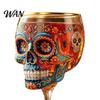 Marigold Design Wine Glass Gothic Skull Glass, Hand Painted Skeleton Goblet, Day Themed Party of The Dead Decor, Unique Bar Gift for Halloween