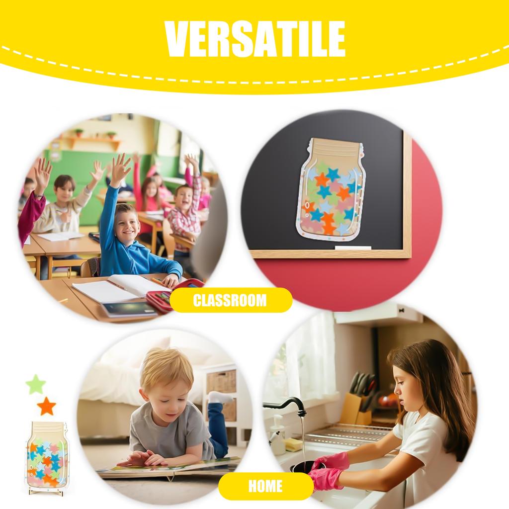 2 Pcs Reward Jars for Kids Wood Personalized Dinosaurs and Stars Jar Reward System Magnetic Reward Jar Multifunctional Incentive