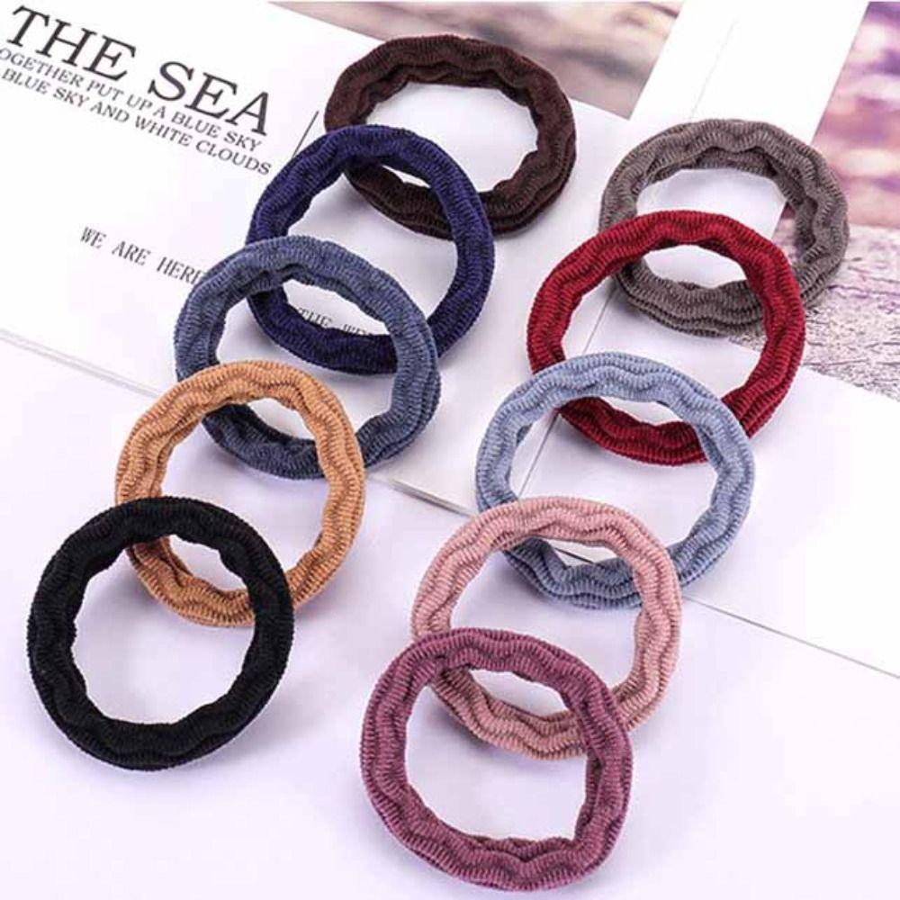 10Pcs Elastic Hair Rope Hair Ties Ponytail Holder Solid Color Rubber Bands Women