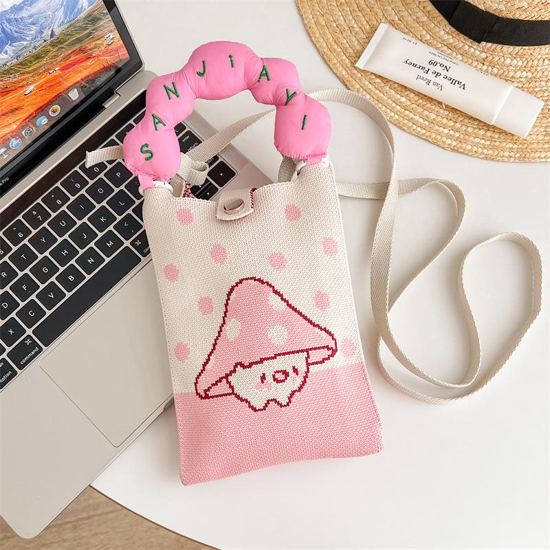 Мини вязаная мультяшная сумка через плечо в корейском стиле - Милая, универсальная, портативная для женщин