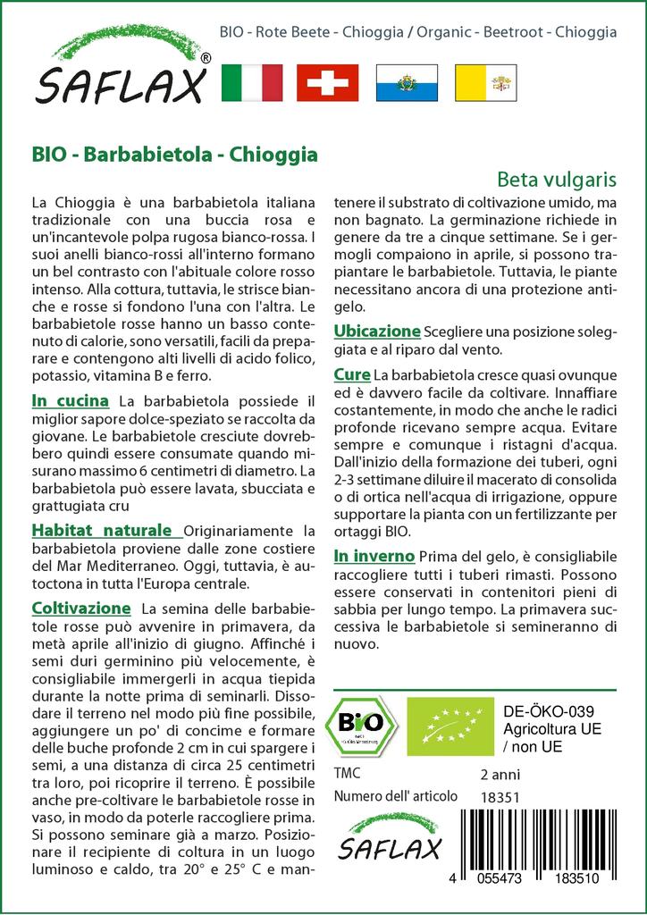 SAFLAX Сад в пакете - Органический - Свекла - Кьоджа - 70 семян - С субстратом в подходящем стоячем пакете - Beta vulgaris