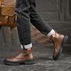 Hot Sale Men's Lace-Up Motorcycle Boots Leather Fashion Walking Shoes New Men Brand Mens Sneakers Male Comfortable Ankle Boots