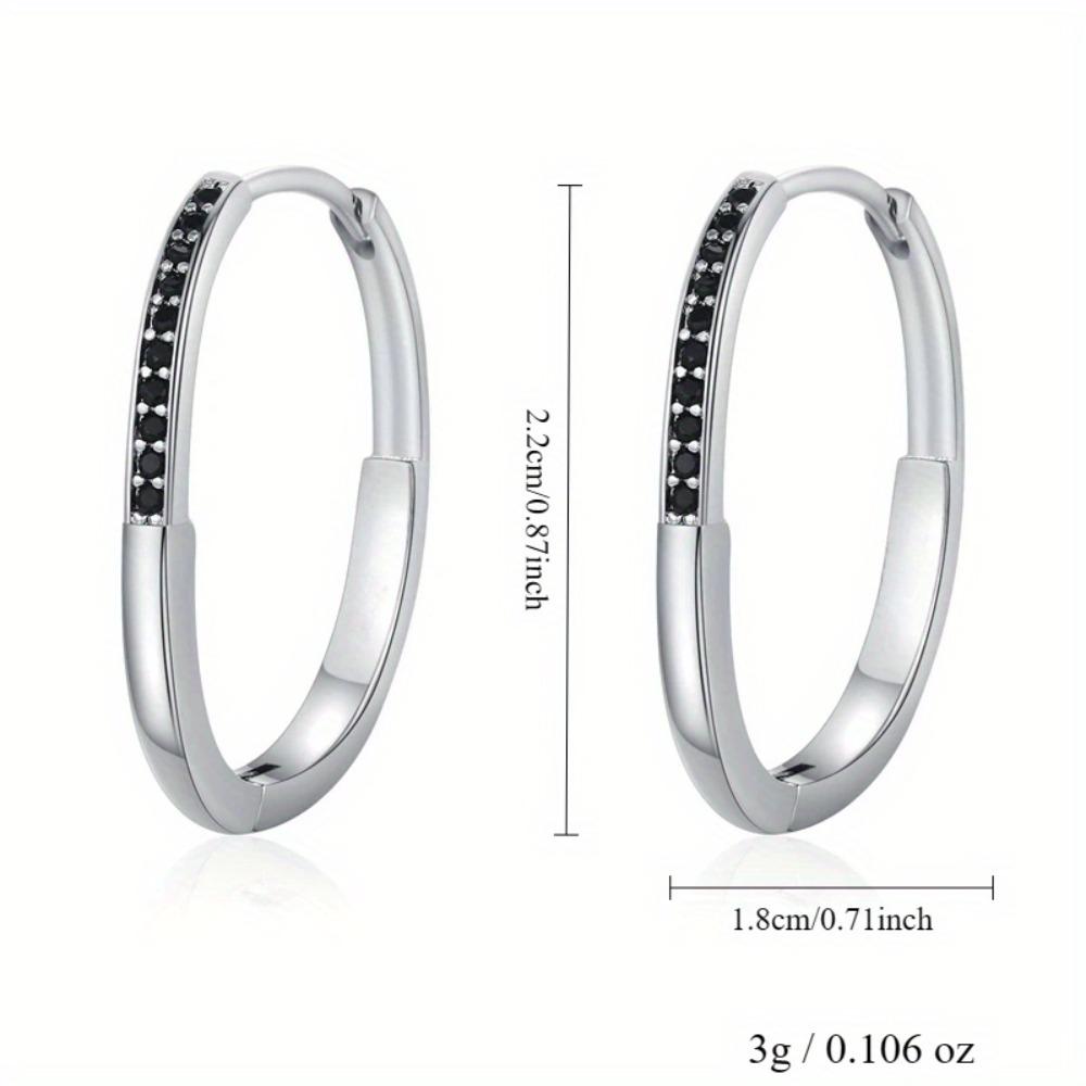 Black Awn Женские серьги-кольца с черным камнем