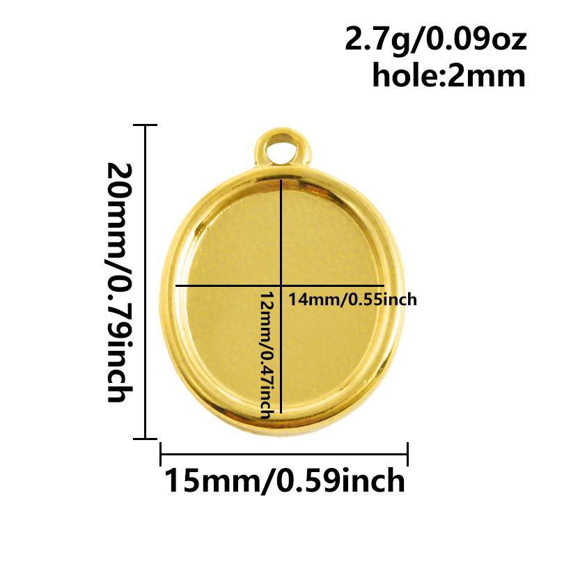 6pcs Heart Square Water Droplet Oval Cabochon Base Setting Pendant Stainless Steel Charms For Jewelry Making Bulk DIY Materials