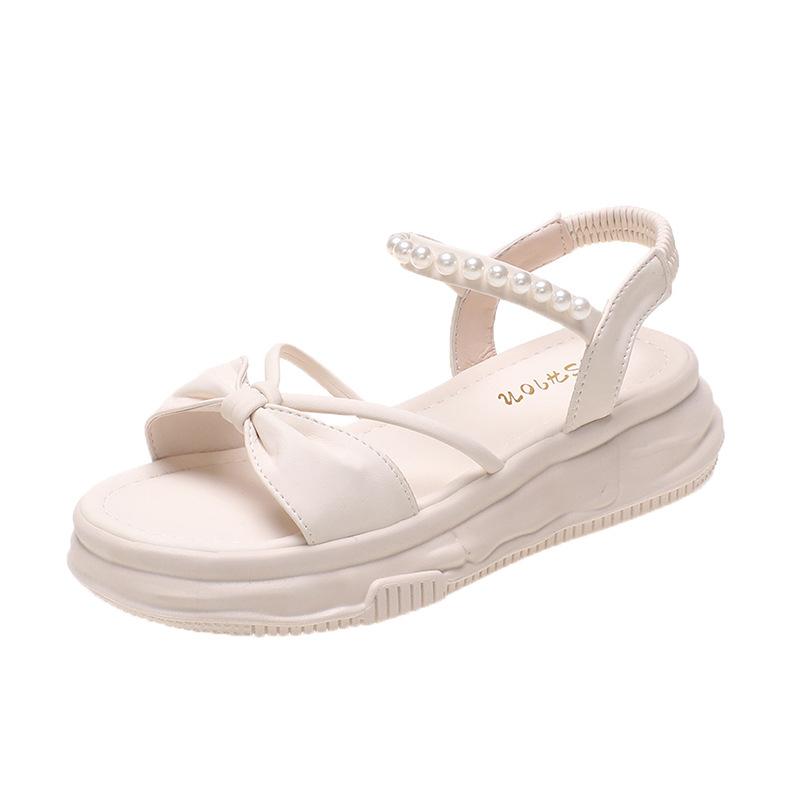 Fashion Women's Sandals Pearl Women Shoes Comfortable Beach Shoes Pull On Sandals Summer New Platform Versatile Shoes