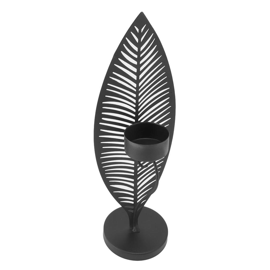 Iron Leaf Candle Holder Minimalist Creative Unique Leaf Shape Candlestick Stand for Dining Room Home Decor Black