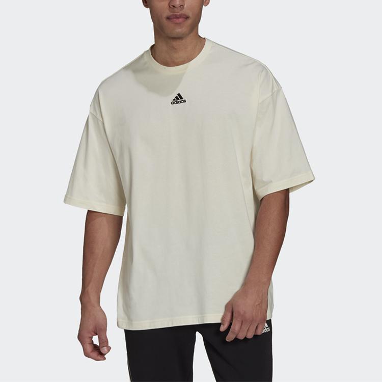 Adidas Sporty Casual Round Neck Short Sleeve T-Shirt Men Tops Off-White H54034