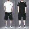 Модный спортивный комплект для мужчин, летняя дышащая быстросохнущая футболка из ледяного шелка с короткими рукавами, спортивный комплект для бега