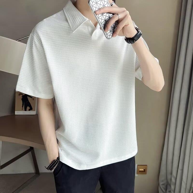 Мужская японская ретро-рубашка-поло — высококачественная, с короткими рукавами, свободного кроя, летний тренд