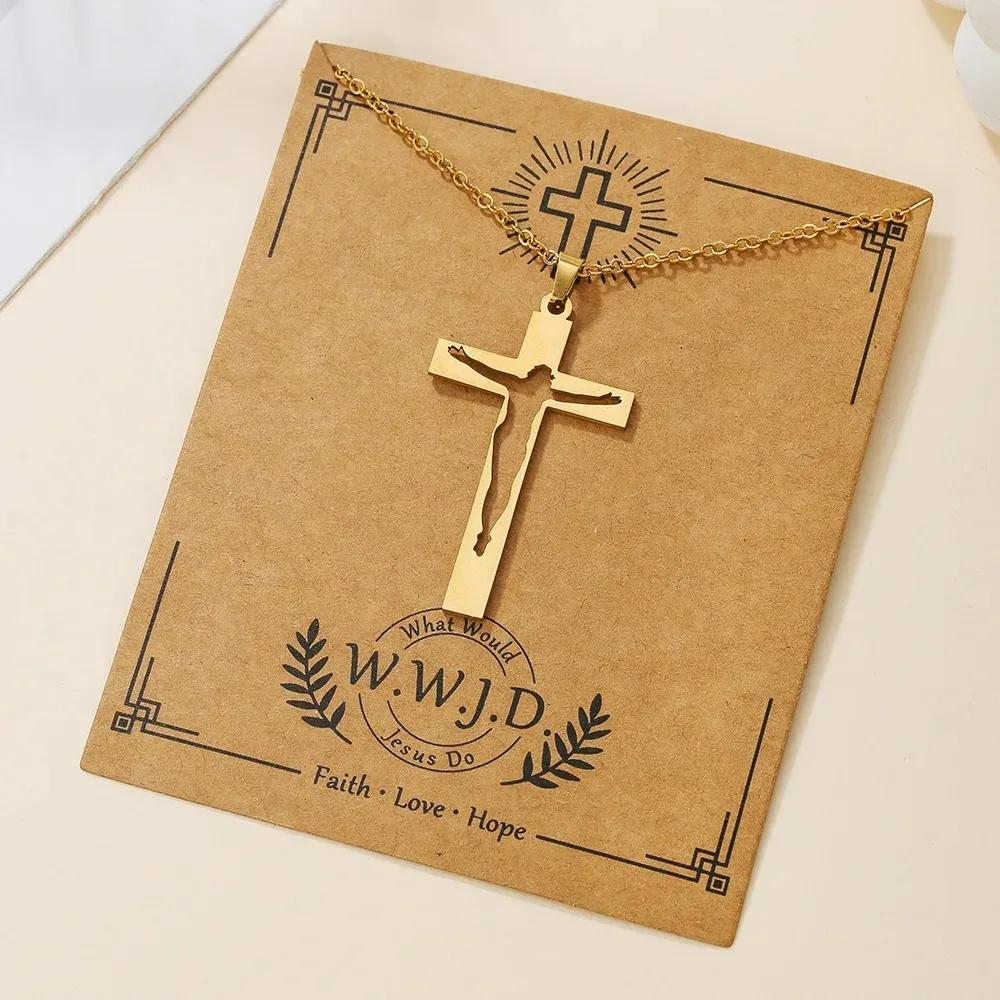 Stainless Steel Christian Tree Cross Necklace for Women Men Pendant Necklaces Retro Religion Jewelry Gift New Design Bijoux