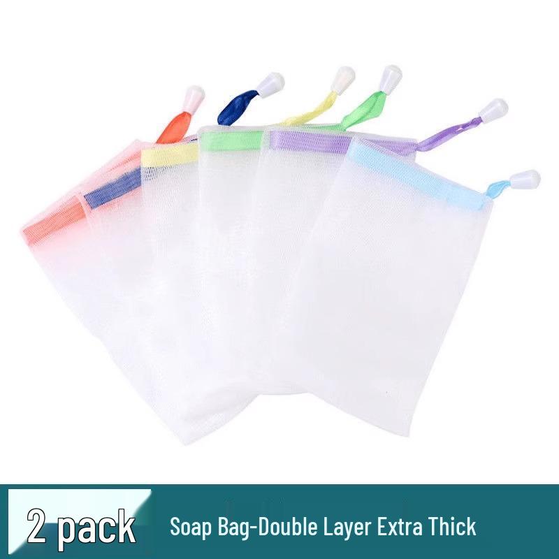 Двухслойный сетчатый мешочек для мыла, сетка для вспенивания средства для умывания, мочалка
