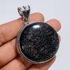 Natural Silver Sheen Obsidian Silver Pendant Round Shape Vintage Handmade Jewelry 925 Sterling Silver Pendant 2.2" WSJ-4931