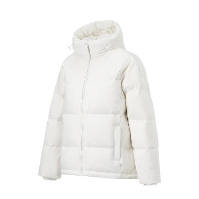 Li Ning Hot Pot Down Jacket Series Hooded Solid Color Raglan Short Down Jacket Women Jacket Champagne-White AYMU700-2