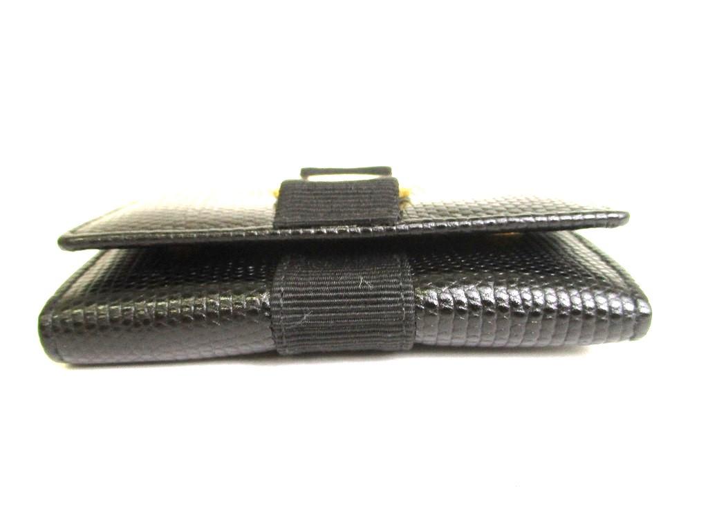 Authentic Salvatore Ferragamo Vara Black Leather Gold H/W 6Pics Key Case #9754  Open box