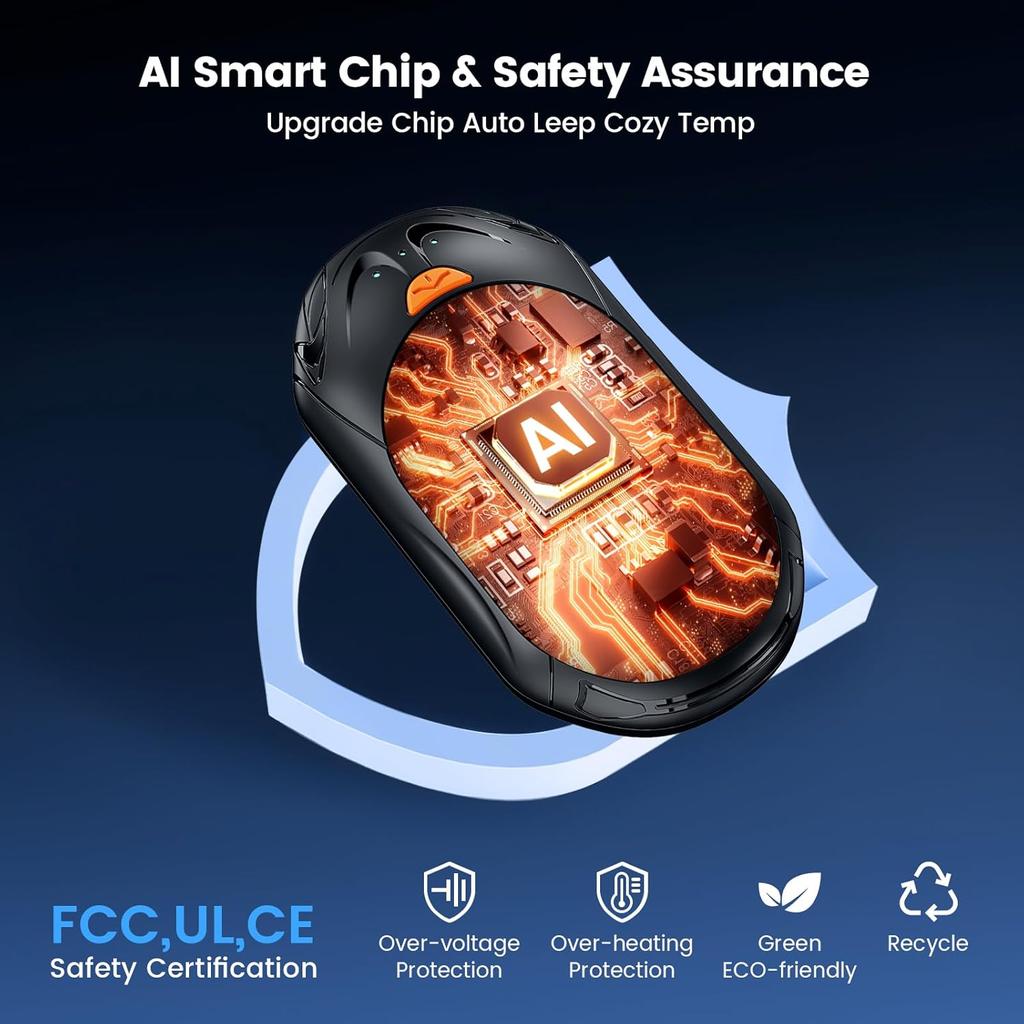 Грелки для рук, перезаряжаемые, 2 шт., 6000 мАч, перезаряжаемая грелка для рук, 20 ч, электрическая грелка для рук, портативный карманный обогреватель, карманный размер грелка для рук